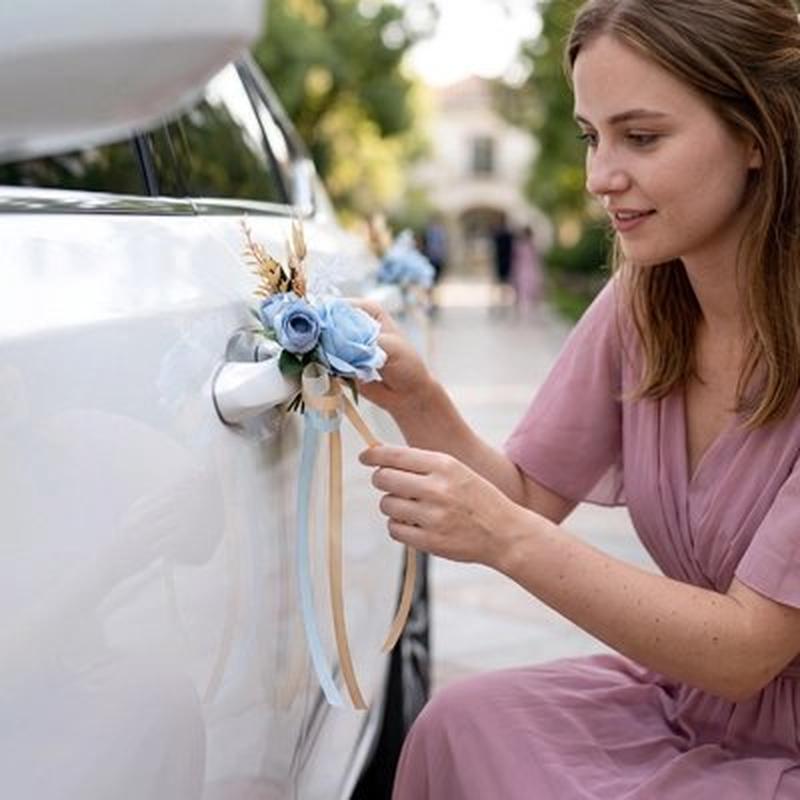 Décoration Voiture Mariage Fixation Rétroviseur