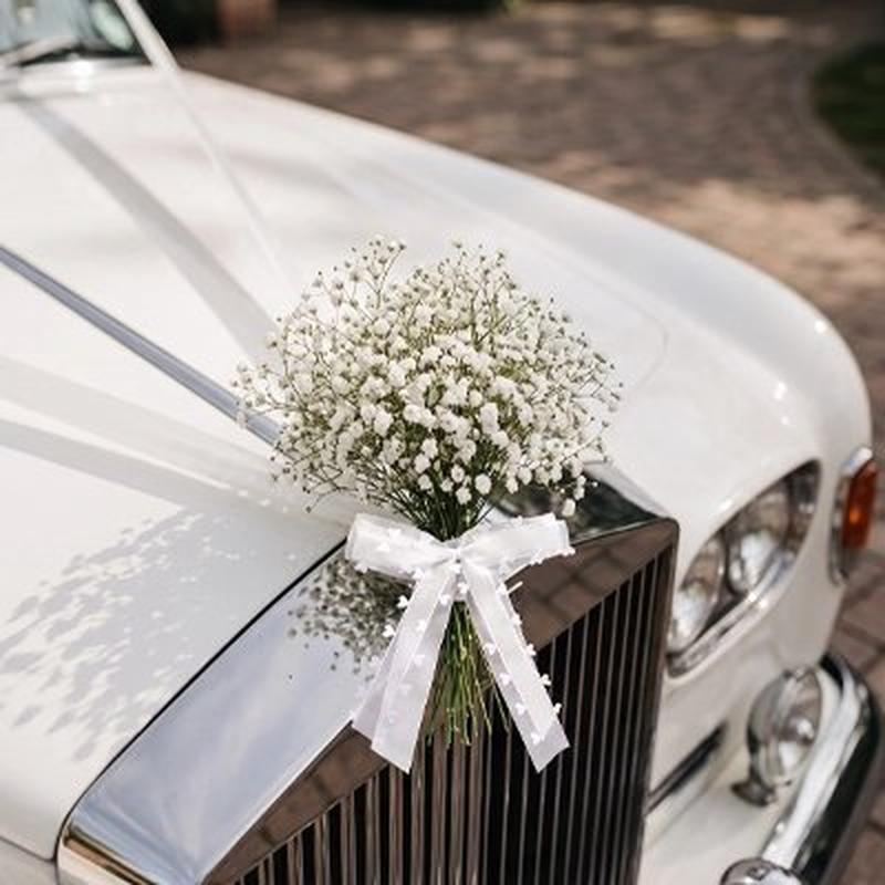 Décoration Voiture Mariage Nœud Organza Blanc