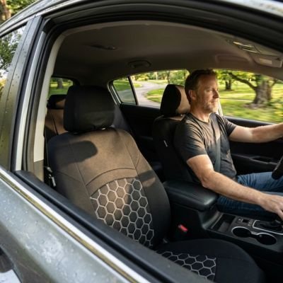 Housse Siège Voiture | Bicoloré Noir & Gris | Motif Hexagonal - Automobile4roues.com