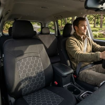 Housse Siège Voiture | Bicoloré Noir & Gris | Motif Hexagonal - Automobile4roues.com