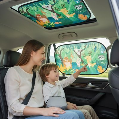 Pare-Soleil Voiture | Motif BD Animaux de la Forêt - Automobile4roues.com