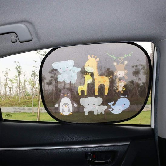 Pare-Soleil Voiture | Motif Cartoon Animaux Fond Noir - Automobile4roues.com