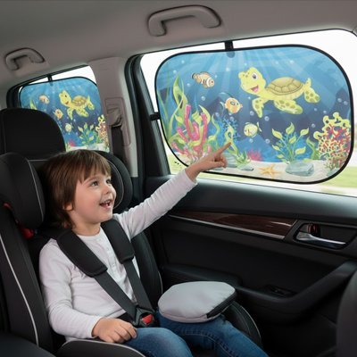 Pare-Soleil Voiture | Motif Fond Marin & Vie Aquatique - Automobile4roues.com
