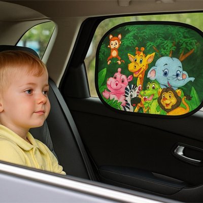 Pare-Soleil Voiture | Motif Jungle & Animaux Sauvages - Automobile4roues.com
