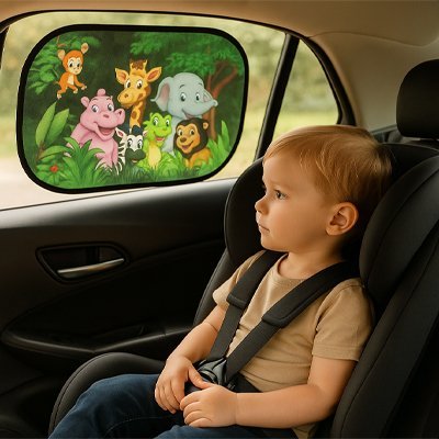 Pare-Soleil Voiture | Motif Jungle & Animaux Sauvages - Automobile4roues.com