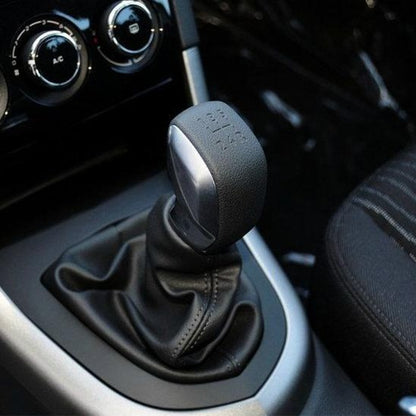 Pommeau de Vitesse | Bi-Matière Cuir Noir & Insert Argent - Automobile4roues.com