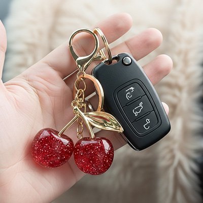 Porte-Clé Cerises Scintillantes | Résine & Paillettes | Mignon - Automobile4roues.com