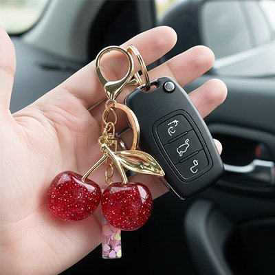 Porte-Clé Cerises Scintillantes | Résine & Paillettes | Mignon - Automobile4roues.com