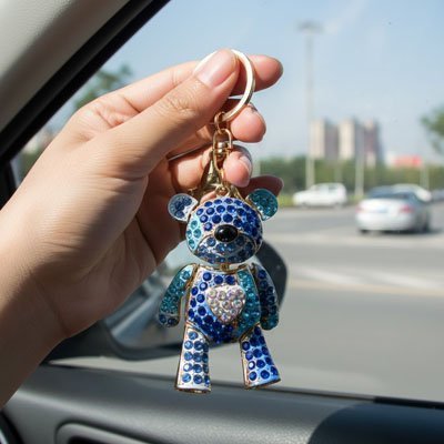 Porte-Clé Ourson Strass | Rose Orange Bleu | Automobile4roues.com - Automobile4roues.com
