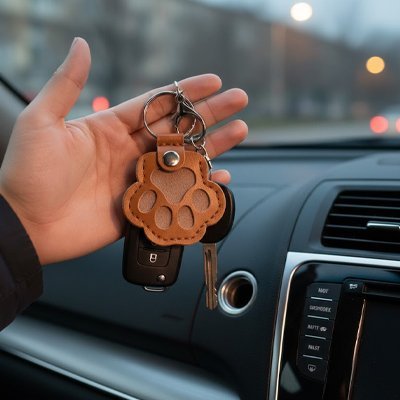 Porte clés | Patte Animal Cuir Véritable - Automobile4roues.com