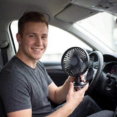 Ventilateur voiture | Double Tête Rotative 360° - Automobile4roues.com
