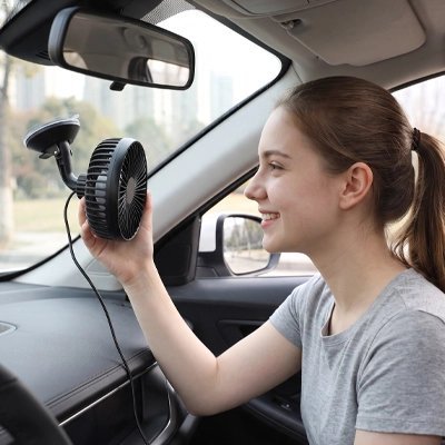 Ventilateur voiture | Double Tête Rotative 360° - Automobile4roues.com